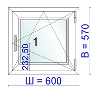 Окно ПВХ 600 &times; 570 мм