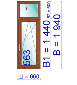 Окно ПВХ 660 &times; 1940 мм