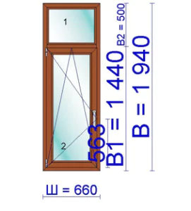 Окно ПВХ 660 &times; 1940 мм