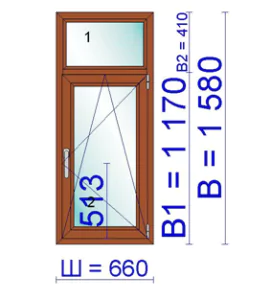 Окно ПВХ 660 &times; 1580 мм