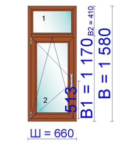 Окно ПВХ 660 &times; 1580 мм