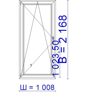 Балконная дверь ПВХ 1008 &times; 2168 мм
