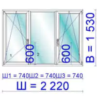 Окно ПВХ 2220 &times; 1530 мм