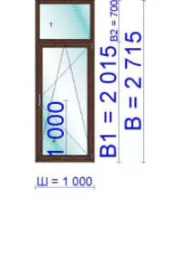 Балконная дверь ПВХ 1000 &times; 2715 мм