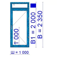 Балконная дверь дерево-алюминий 2.0 1000 &times; 2350 мм