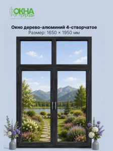 Окно дерево-алюминий 2.0 1650 &times; 1950 мм