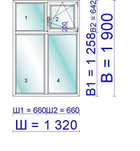Окно ПВХ 1320 &times; 1900 мм
