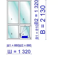 Окно ПВХ 1320 &times; 2130 мм