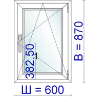 Окно ПВХ 600 &times; 870 мм