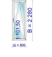 Балконная дверь ПВХ 800 &times; 2280 мм
