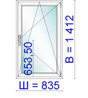 Окно ПВХ 835 &times; 1412 мм