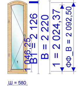 Балконная дверь дерево 580 &times; 2220 мм