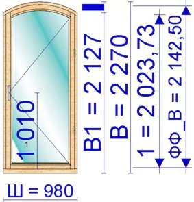 Балконная дверь дерево 980 &times; 2270 мм