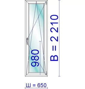 Балконная дверь ПВХ 650 &times; 2210 мм